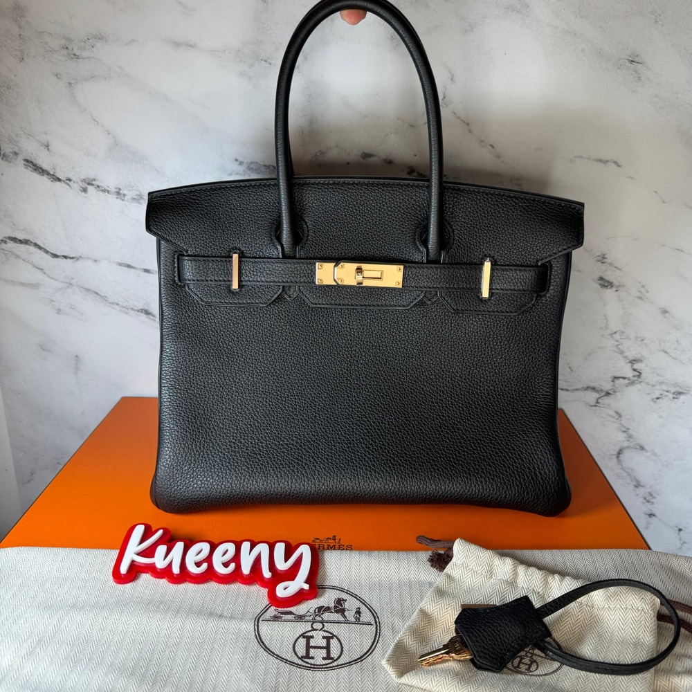Hermes Birkin 30 Bag Black Togo with Rose Gold Hardware B30 Handbag Authentic - Picture 16 of 16